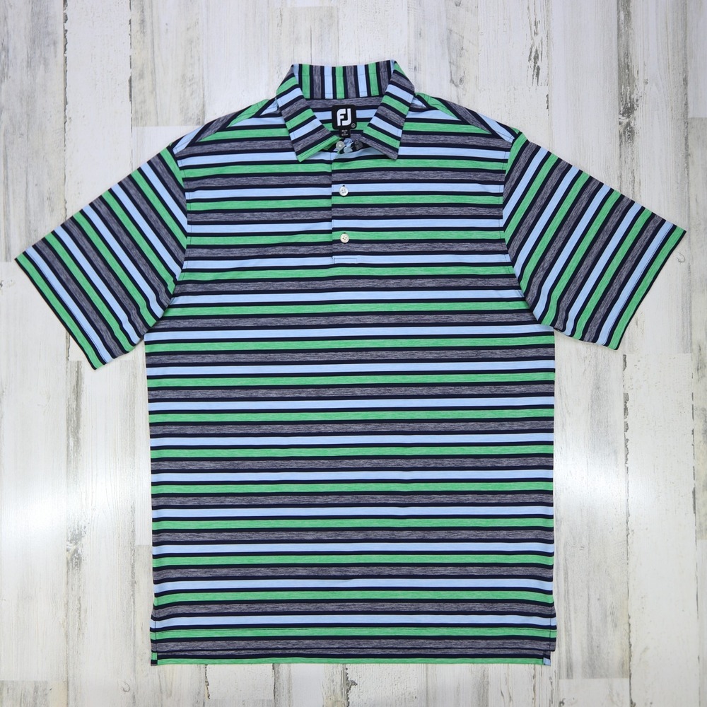 Footjoy FJ Golf Shirt Mens Large Striped Stretch Polo